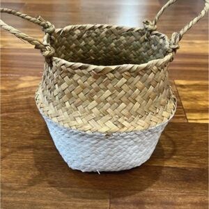 Small Woven Basket with White Base